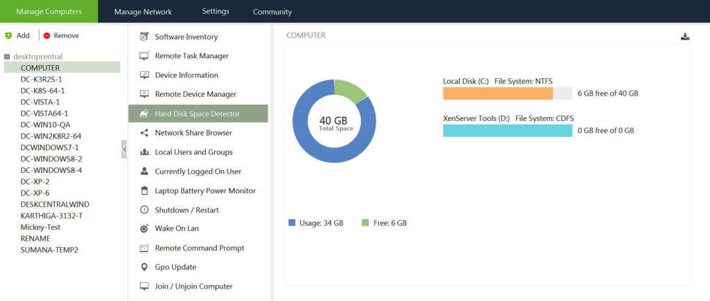 voorbeeld van schijfgebruik Monitoring voor wat zijn Server Monitoring Tools Screenshot